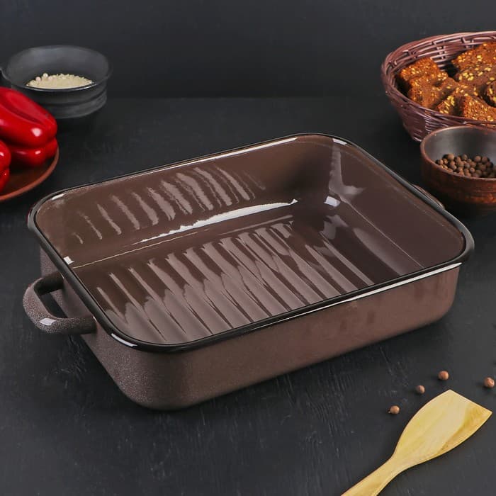 Противень эмалированный, 4.5 л, коричневый