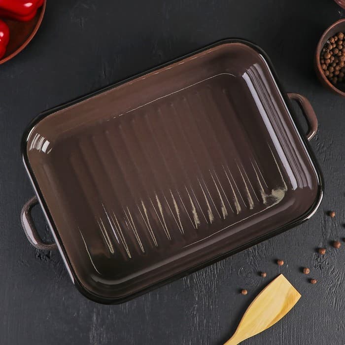 Противень эмалированный, 4.5 л, коричневый