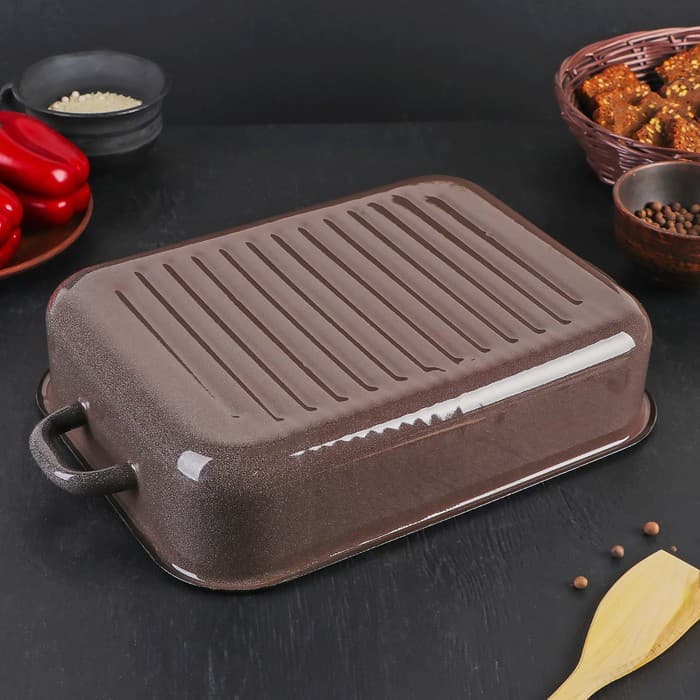 Противень эмалированный, 4.5 л, коричневый