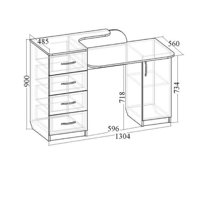 Столик туалетный «Венеция 1», 4 ящика, с зеркалом настенным, цвет дуб млечный