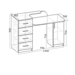 Столик туалетный «Венеция 1», 4 ящика, с зеркалом настенным, цвет дуб млечный