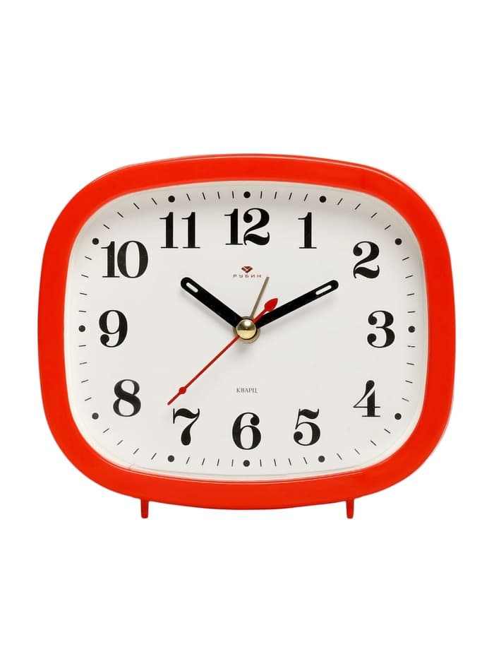 Будильник-часы настольные «Классика», дискретный ход, 12.5×10.5 см, от батарейки АА, красный