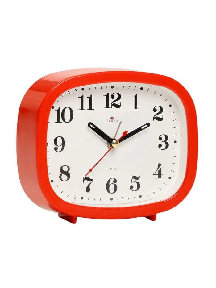 Будильник-часы настольные «Классика», дискретный ход, 12.5×10.5 см, от батарейки АА, красный