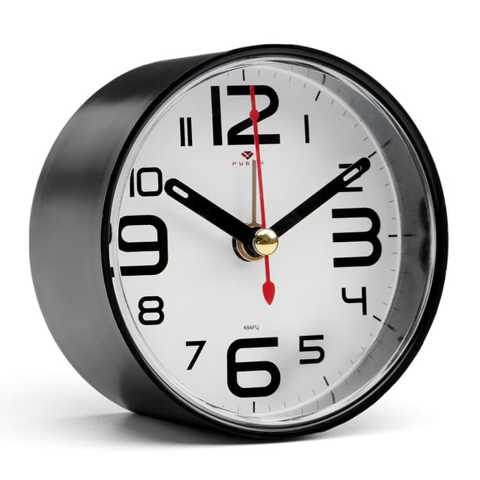 Будильник-часы настольные «Классика», 8×8 см, от батарейки АА, чёрный