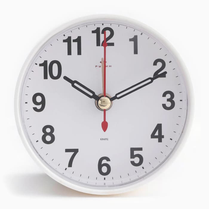 Будильник-часы настольные «Классика», 8×8 см, от батарейки АА, белый