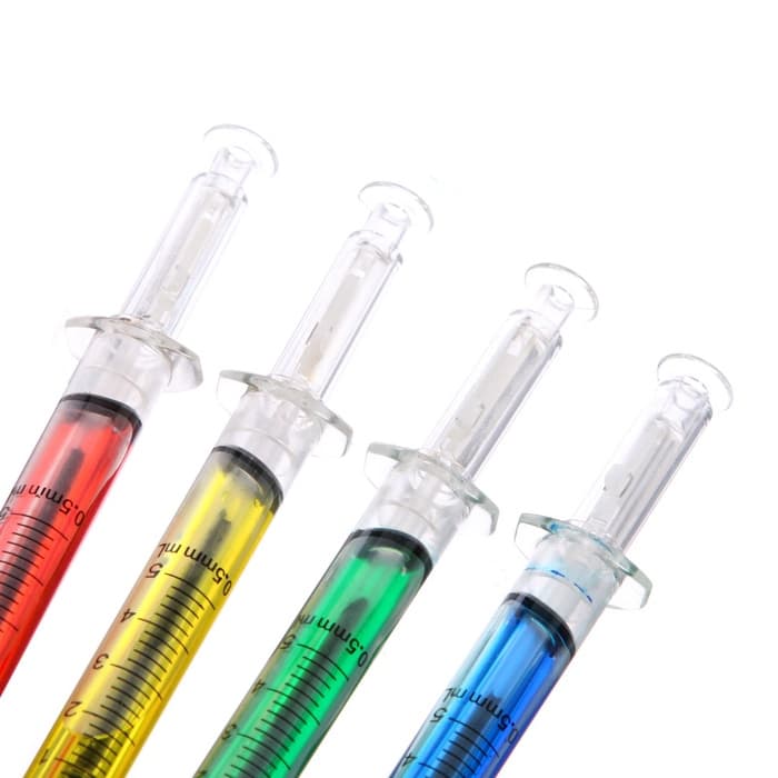 Ручка-прикол Calligrata «Шприц с жидкостью», синий стержень, шариковая, МИКС