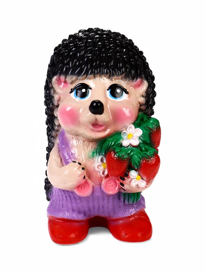 Садовая фигура из гипса «Ёж Семён с клубничкой», 17×17×35 см