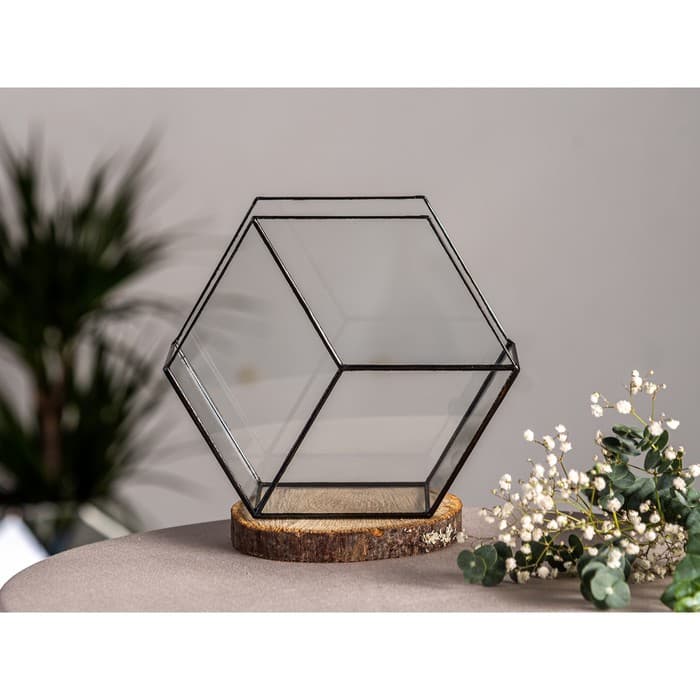 Флорариум «Соты 3d», стекло, швы чёрные