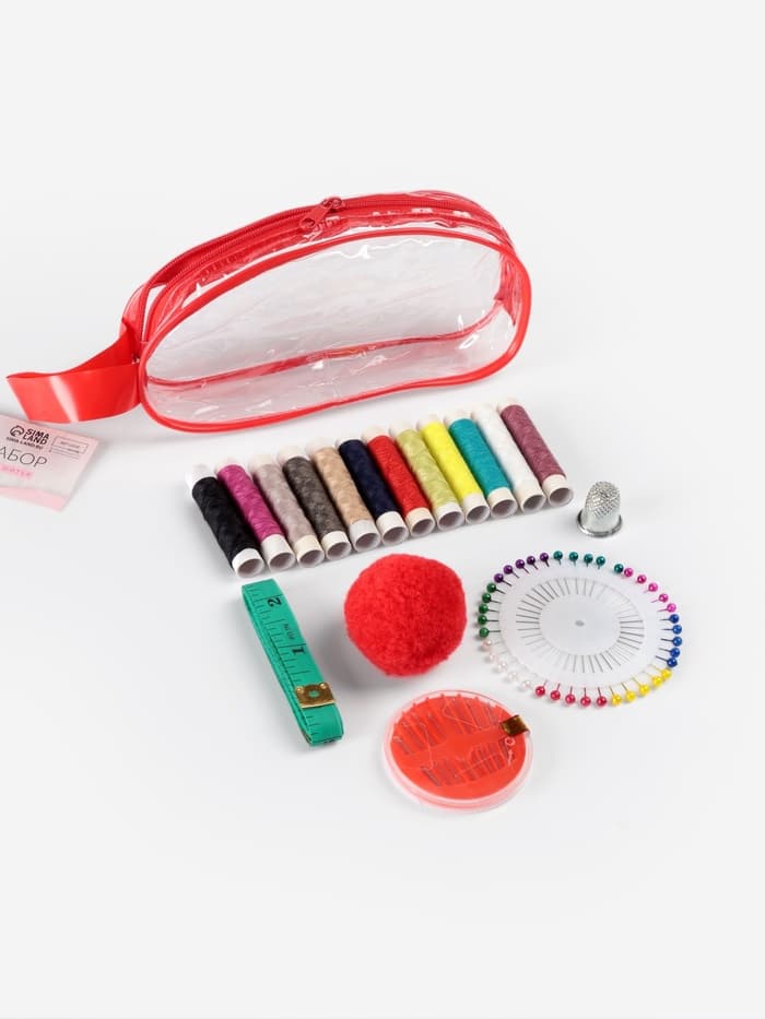 Швейный набор, 65 предметов, в сумочке ПВХ, МИКС