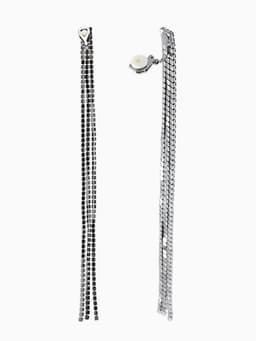 Клипсы висячие со стразами «Лёд», классика, чёрная в чёрном металле
