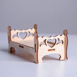 Деревянная мебель для кукол «Кровать с лавочкой»