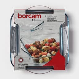 Набор форм для запекания Paşabahçe Borcam, 2 предмета: 1.95 л, 1.04 л, жаропрочное стекло, прозрачный