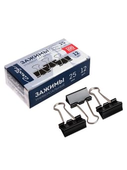 Набор зажимов для бумаг GLOBUS, 25 мм, 12 шт., чёрные