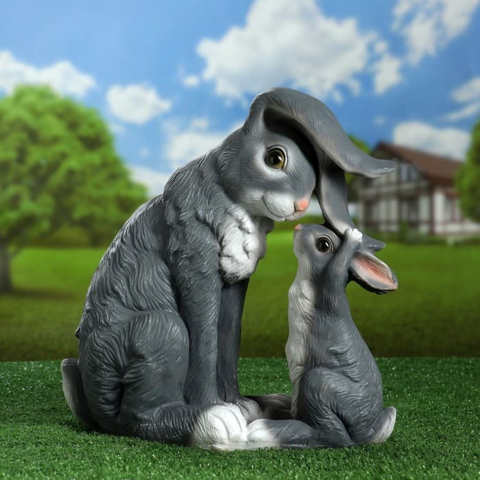 Садовая фигура из полистоуна «Зайчиха и зайчонок», 36×34 см