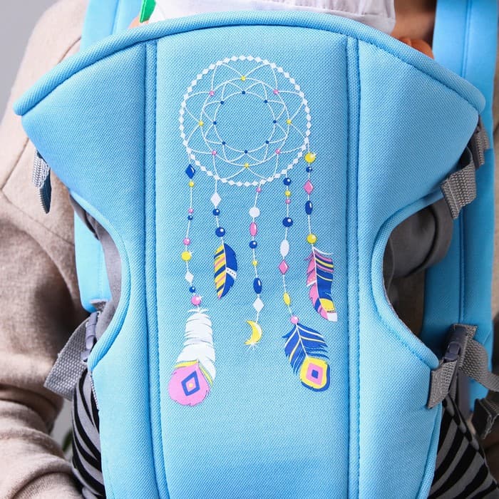 Переноска для малыша «Перья», эргорюкзак, слинг, от 3 до 10 кг, голубой