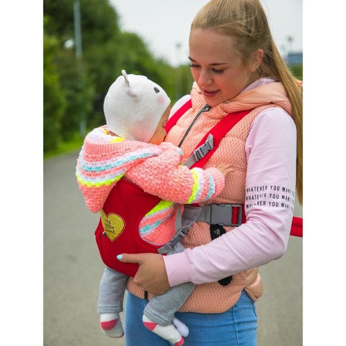 Переноска для малыша, эргорюкзак, слинг «Моё сердечко», от 3 до 10 кг, красная, Крошка Я