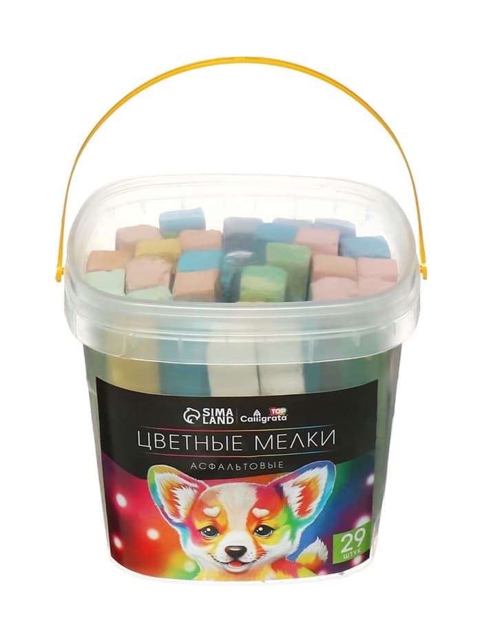 Мелки цветные для асфальта 29 штук Calligrata TOP, брусок