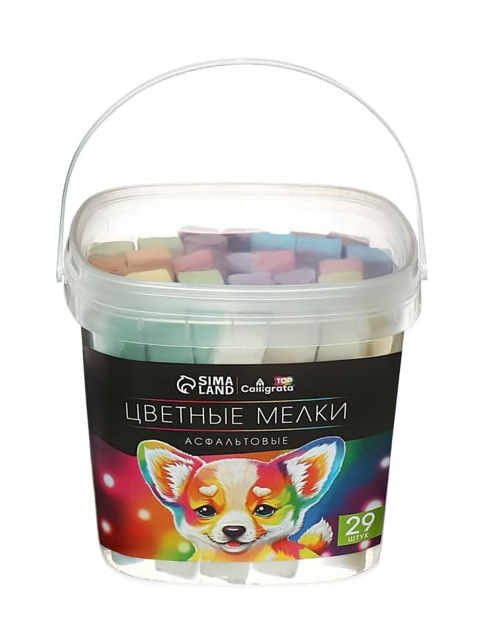 Мелки цветные для асфальта 29 штук Calligrata TOP, брусок