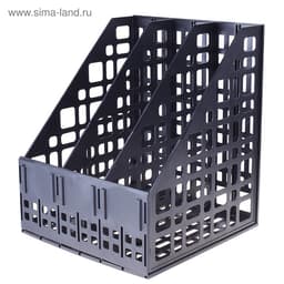 Лоток для бумаг LINE, А4, сборный, вертикальный, 3 отделения, чёрный