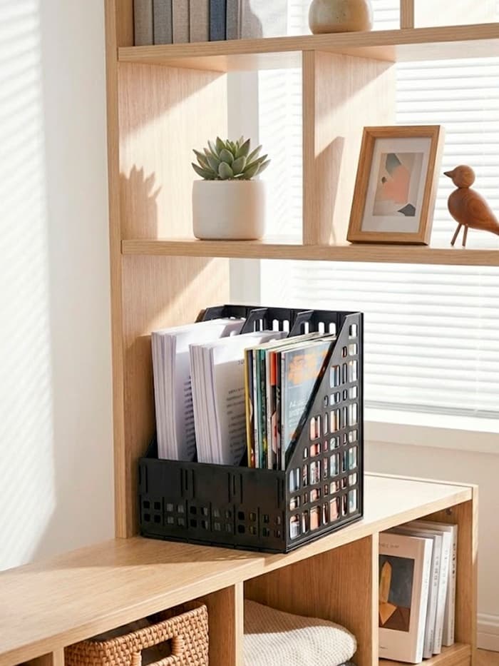 Лоток для бумаг LINE, А4, сборный, вертикальный, 3 отделения, чёрный