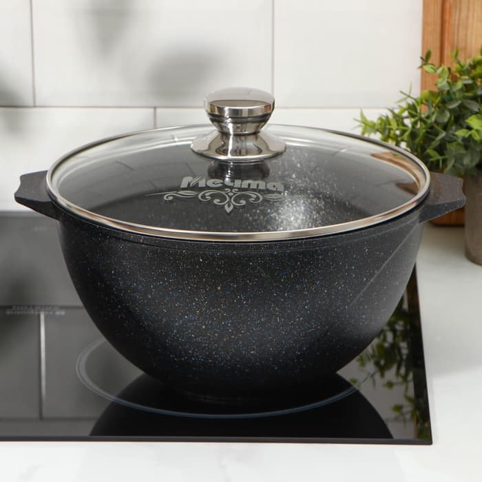 Казан Мечта «Гранит Star», 5 л, литые ручки, антипригарное покрытие, стеклянная крышка, литой алюминий, тёмно-синий