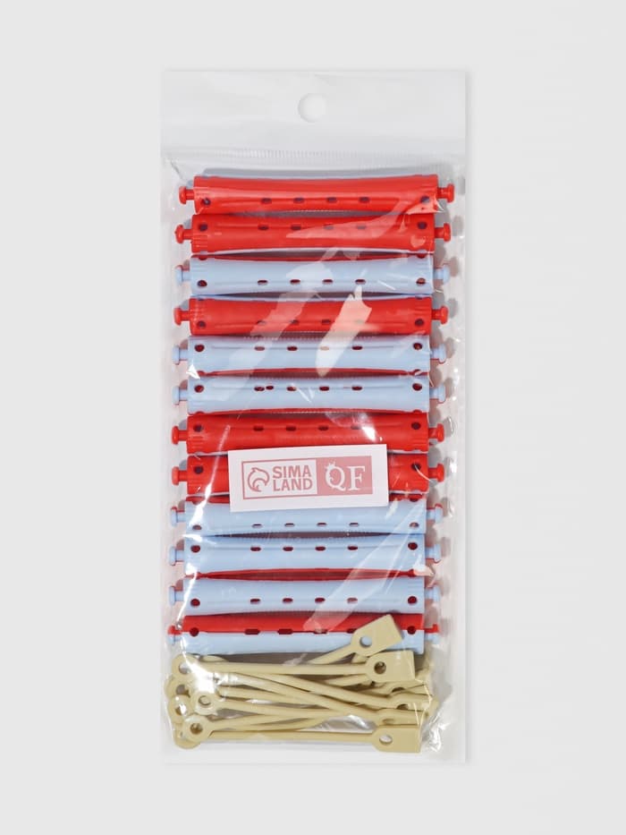 Бигуди «Коклюшки», d=1 см, 9 см, 12 шт., цвет красный/голубой