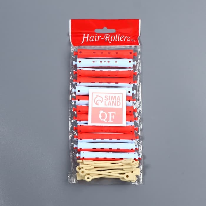 Бигуди «Коклюшки», d=1 см, 9 см, 12 шт., цвет красный/голубой