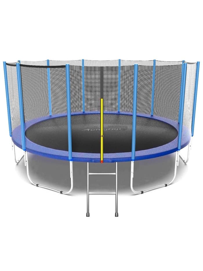 Батут ONLYTOP, d=427 см, высота сетки 173 см, с лестницей, цвет синий