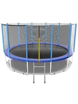 Батут ONLYTOP, d=427 см, высота сетки 173 см, с лестницей, цвет синий