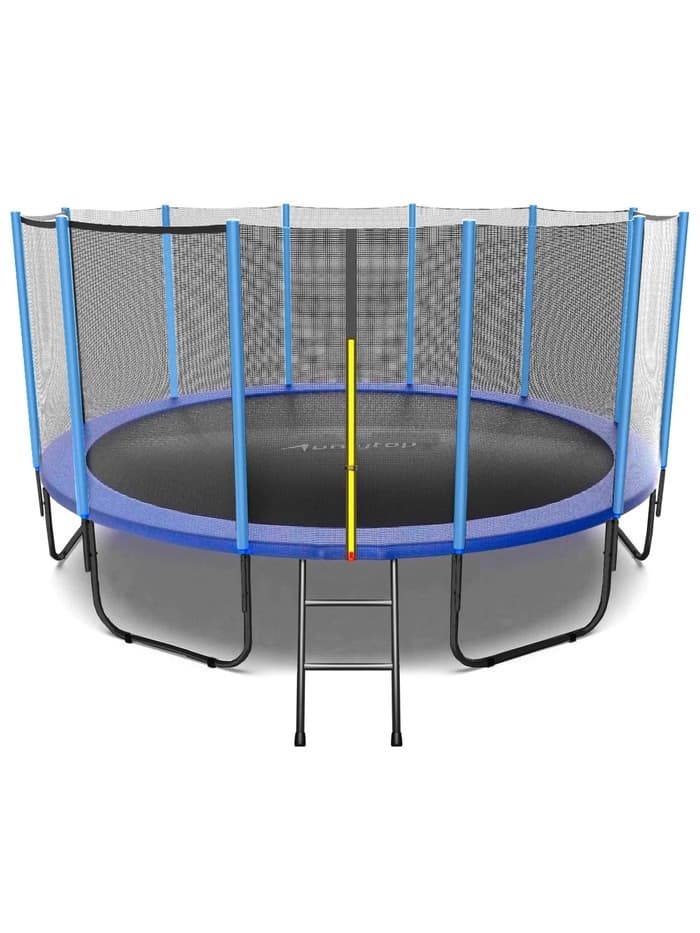 Батут ONLYTOP, d=427 см, высота сетки 173 см, с лестницей, цвет синий