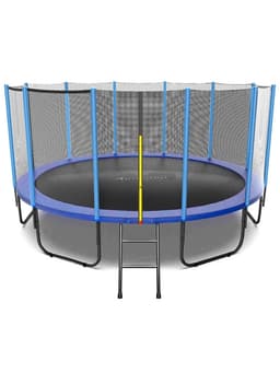 Батут ONLYTOP, d=427 см, высота сетки 173 см, с лестницей, цвет синий
