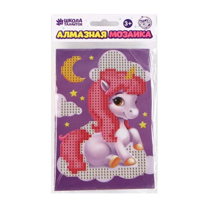 Алмазная мозаика с частичным заполнением для детей «Волшебный единорог», 10×15 см