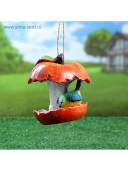 Садовая фигура из полистоуна «Кормушка-яблоко», 13×13×14 см