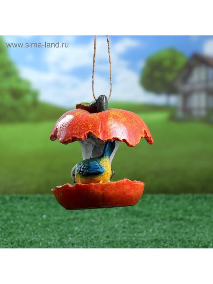 Садовая фигура из полистоуна «Кормушка-яблоко», 13×13×14 см