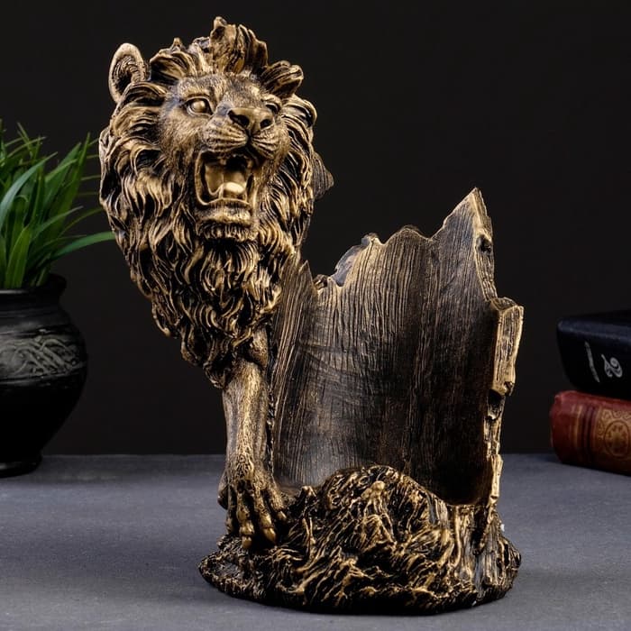 Подставка для бутылки «Лев», под бронзу, 14×19×24 см
