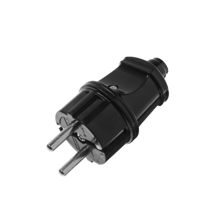Вилка прямая Smartbuy, 16 А, 250 В, с заземлением, чёрная