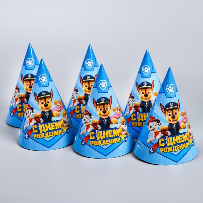 Посуда одноразовая бумажная для праздника «С днем рождения!», на 6 персон, Щенячий патруль