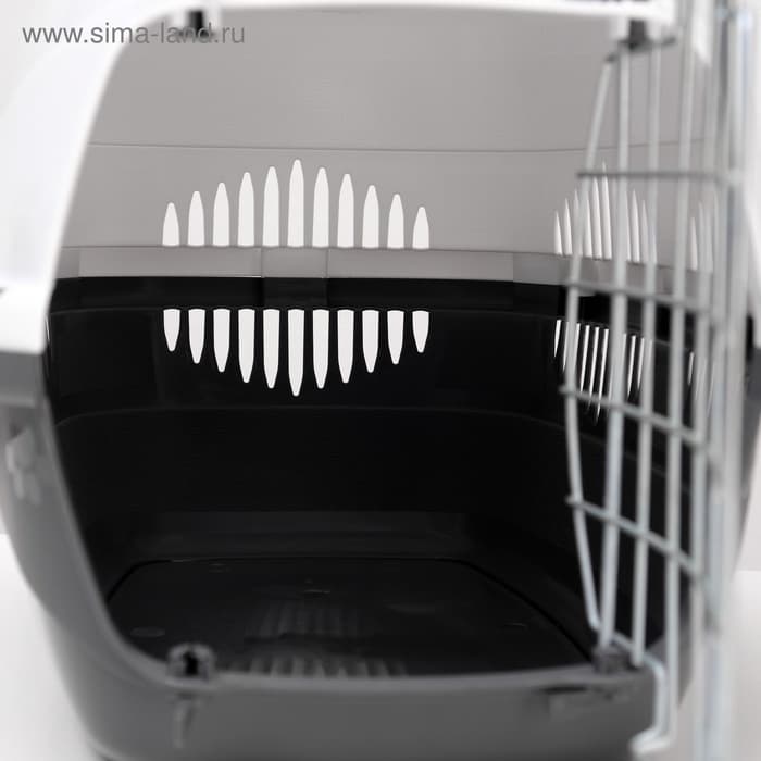 Переноска для животных до 12 кг «Пижон», 49×33×32 см, металлическая дверь, пластик, белая, серая