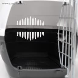 Переноска для животных до 12 кг «Пижон», 49×33×32 см, металлическая дверь, пластик, белая, серая