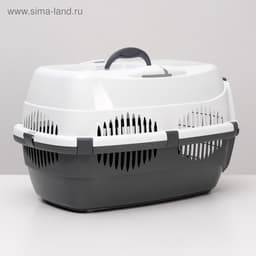 Переноска для животных до 12 кг «Пижон», 49×33×32 см, металлическая дверь, пластик, белая, серая
