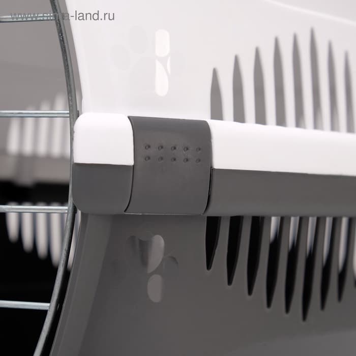 Переноска для животных до 12 кг «Пижон», 49×33×32 см, металлическая дверь, пластик, белая, серая