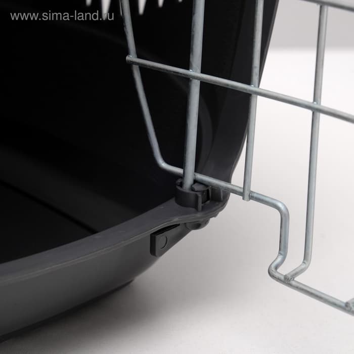 Переноска для животных до 12 кг «Пижон», 49×33×32 см, металлическая дверь, пластик, белая, серая