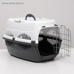 Переноска для животных до 12 кг «Пижон», 49×33×32 см, металлическая дверь, пластик, белая, серая