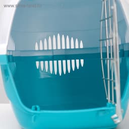 Переноска для животных до 12 кг «Пижон», 49×33×32 см, металлическая дверь, пластик, белая, бирюзовая