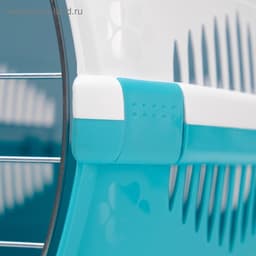 Переноска для животных до 12 кг «Пижон», 49×33×32 см, металлическая дверь, пластик, белая, бирюзовая