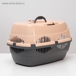 Переноска для животных до 12 кг «Пижон», 49×33×32 см, металлическая дверь, пластик, бежевая, серая