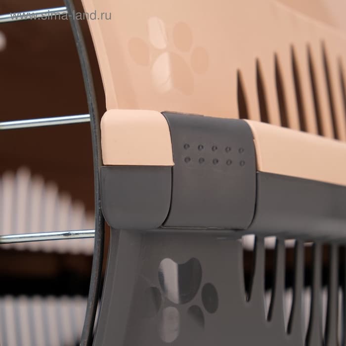 Переноска для животных до 12 кг «Пижон», 49×33×32 см, металлическая дверь, пластик, бежевая, серая