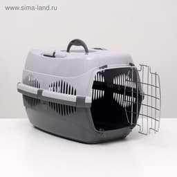 Переноска для животных до 12 кг «Пижон», 49×33×32 см, металлическая дверь, пластик, серая