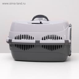 Переноска для животных до 12 кг «Пижон», 49×33×32 см, металлическая дверь, пластик, серая