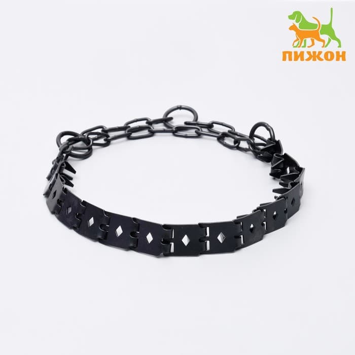 Строгий ошейник, 50×2.3 см, пластинчатый, вороненый, металл